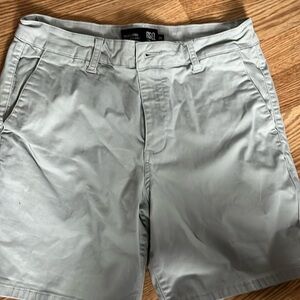 Men’s chino shorts - well above the knee light gray color